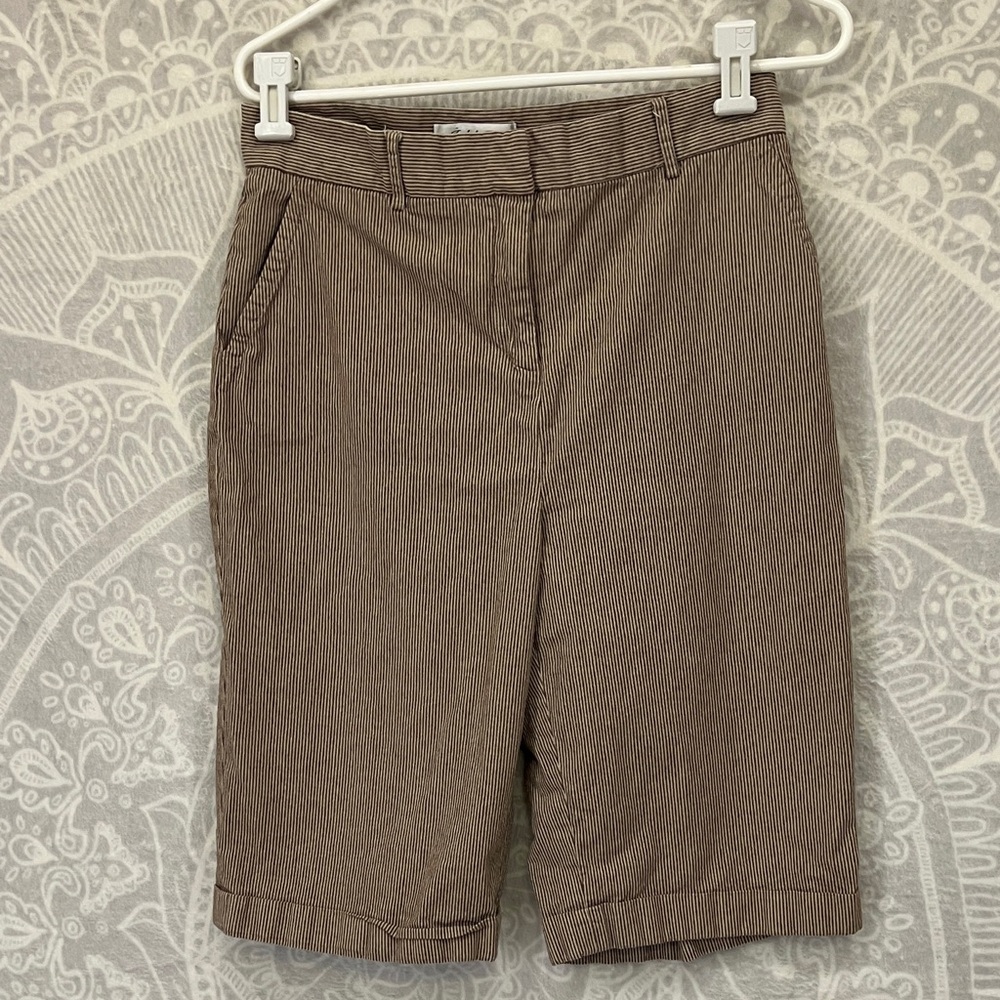 Brown Tan Striped Women's Shorts 12 M